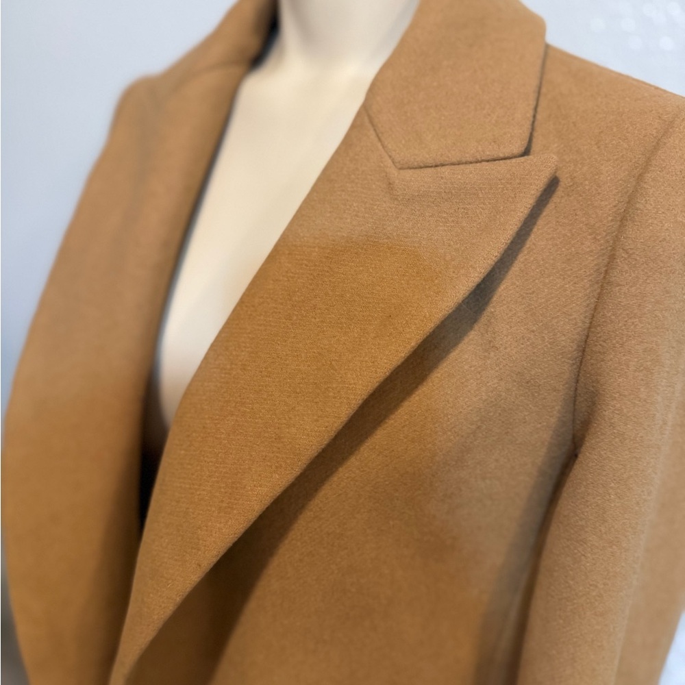 Zara Camel Long Wool Trench Coat - Picture 6 of 7
